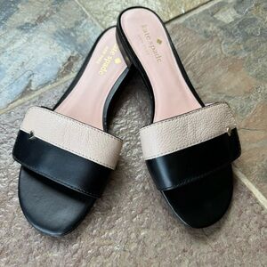 Kate Spade Black Leather Cafe Slide Sandals 6.5